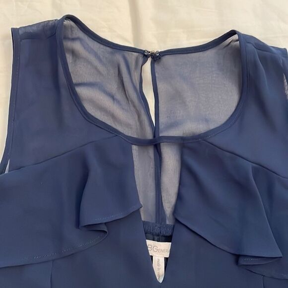 BCBGeneration Navy Blue Sleeveless Mini Shift Dress Womens Medium Chiffon - Picture 6 of 10